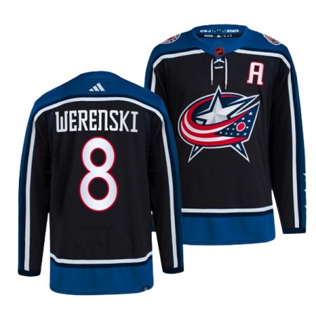 Columbus Blue Jackets Dresy Zach Werenski 8 Adidas 2022-23 Černá Reverse Retro 2.0 Authentic - Pánské